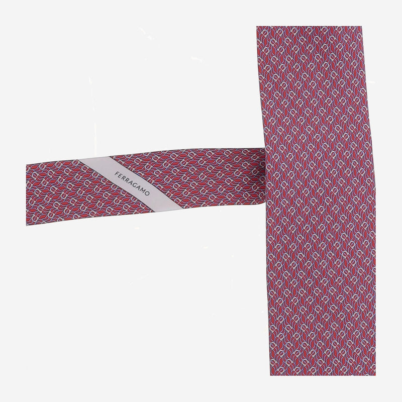 Ferragamo Silk Geometric Patterned Necktie — Red Neckties