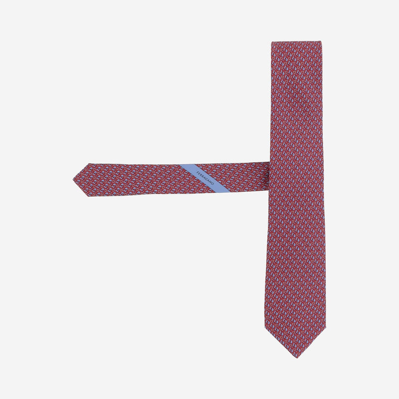 Ferragamo Silk Jacquard Necktie — Red Neckties