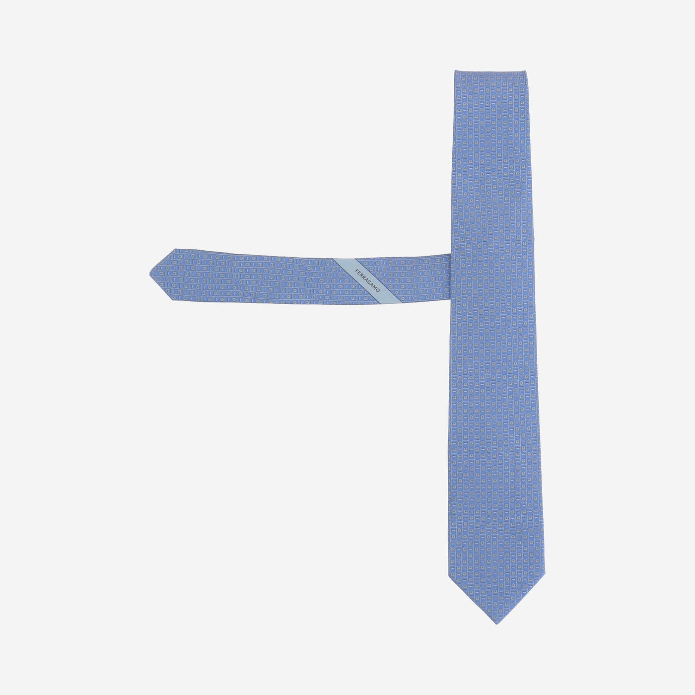 Ferragamo Silk Patterned Necktie — Blue Neckties