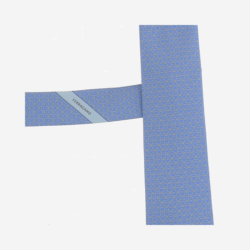 Ferragamo Silk Patterned Necktie — Blue Neckties