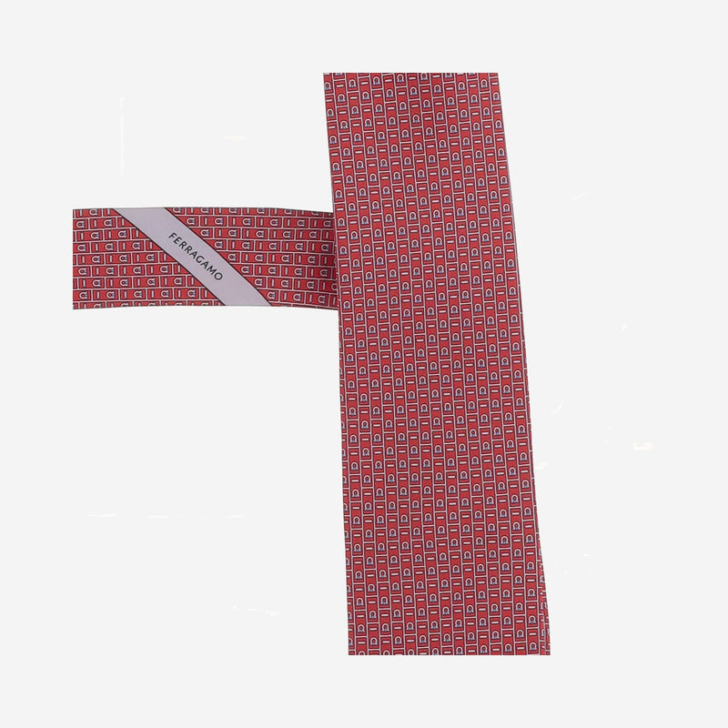 Ferragamo Patterned Silk Necktie — Red Neckties