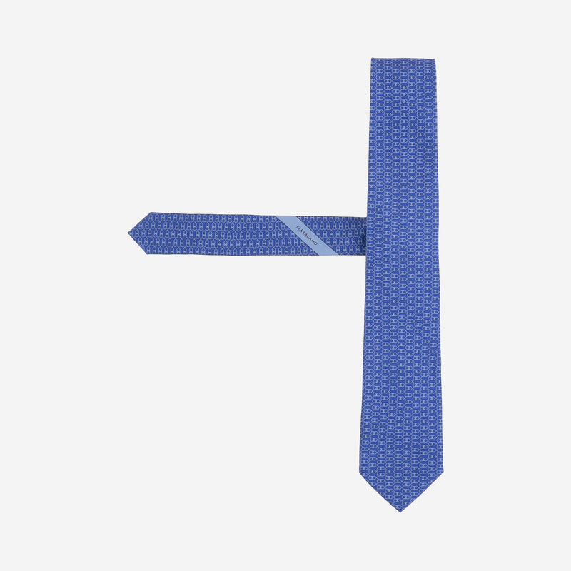 Ferragamo Silk Jacquard Necktie — Blue Neckties