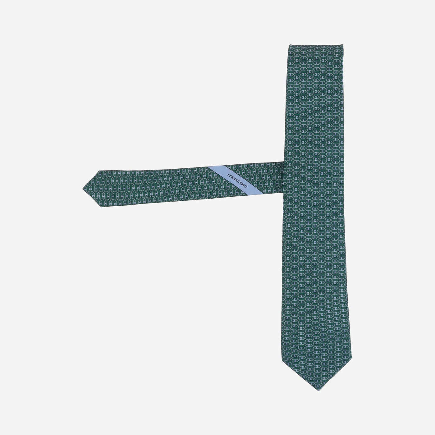 Ferragamo Printed Silk Necktie — Green Neckties