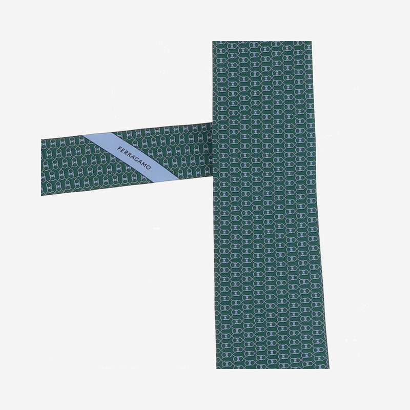 Ferragamo Printed Silk Necktie — Green Neckties