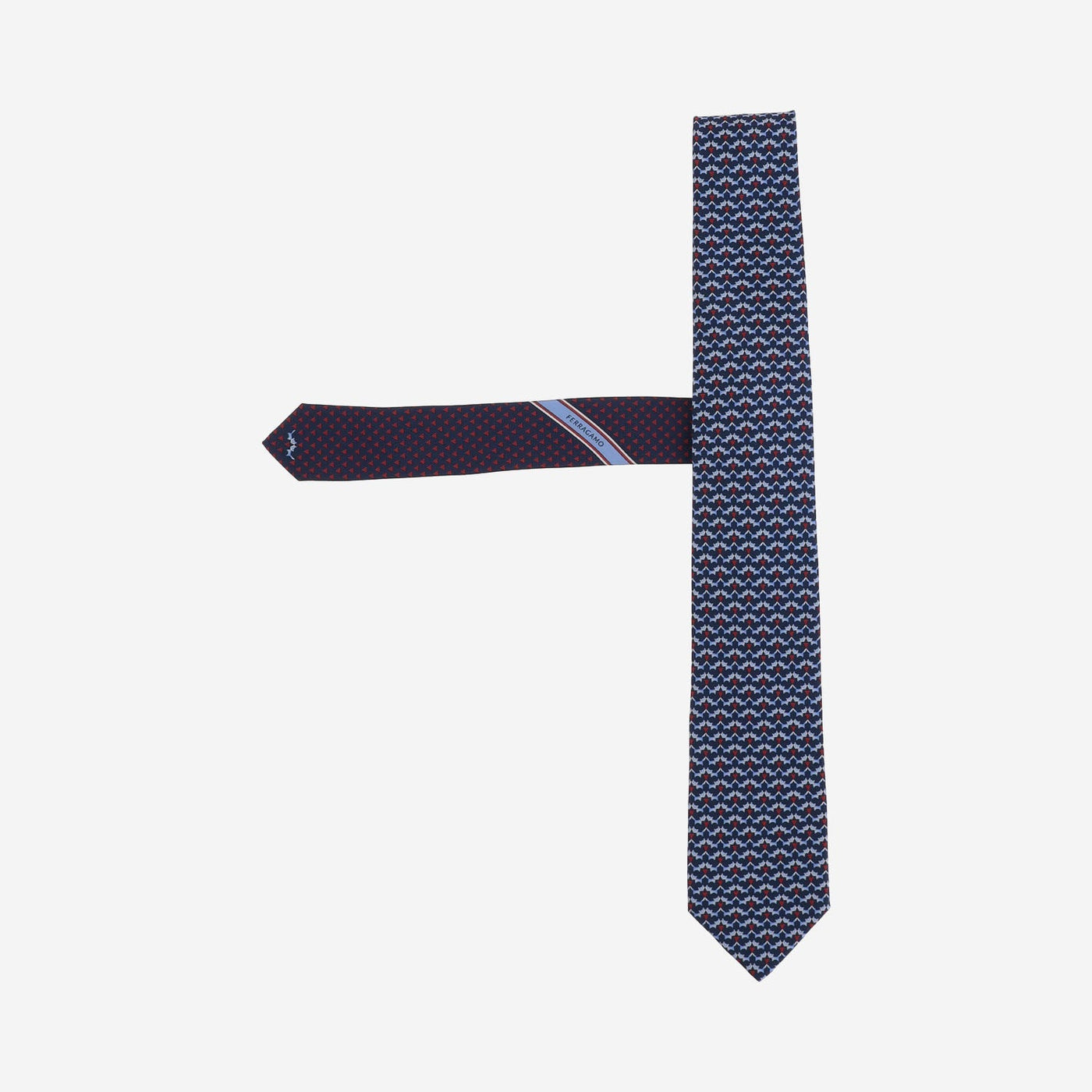 Ferragamo Jacquard Silk Necktie — Navy Neckties