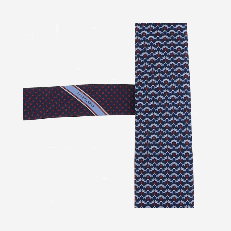 Ferragamo Jacquard Silk Necktie — Navy Neckties