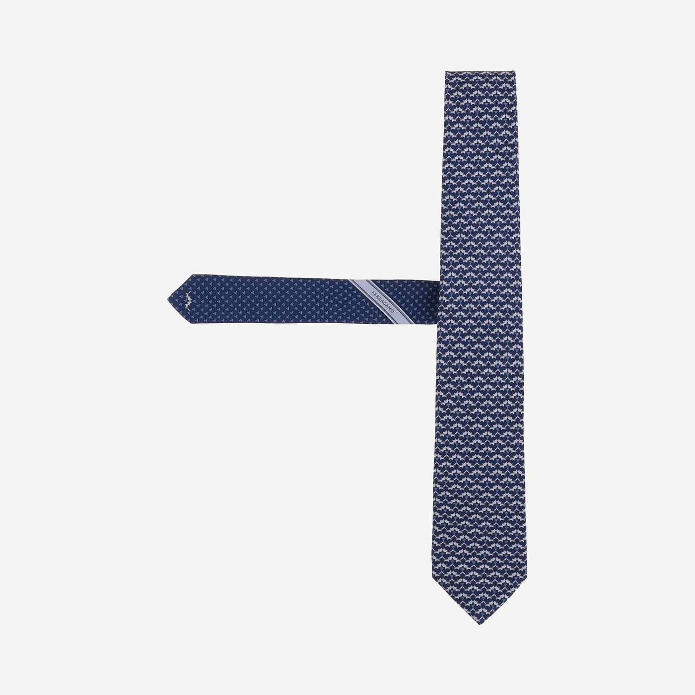 Ferragamo Patterned Silk Necktie — Blue Neckties