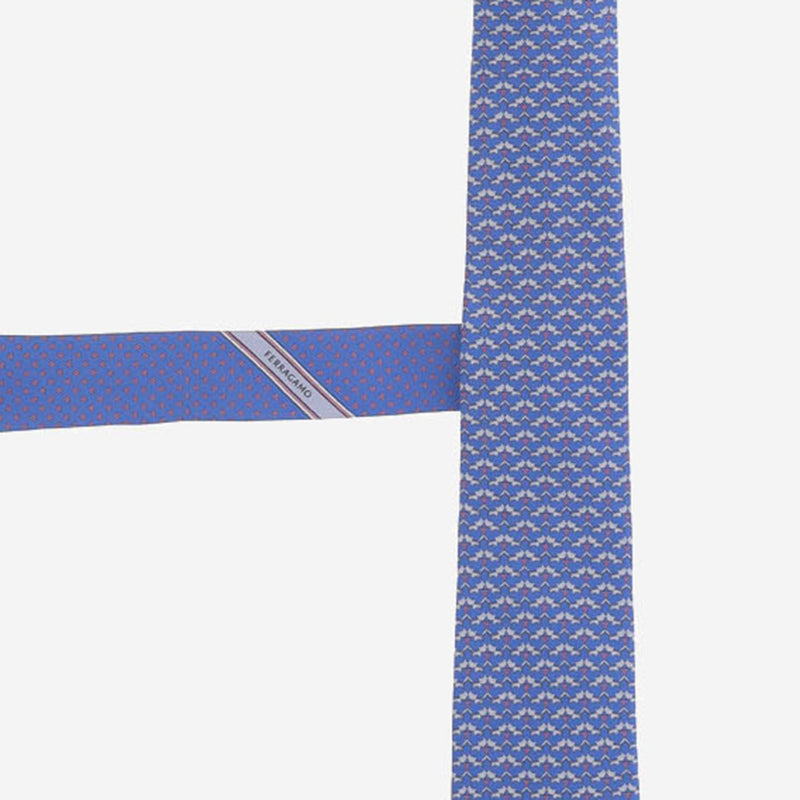Ferragamo Silk Jacquard Necktie — Blue Neckties