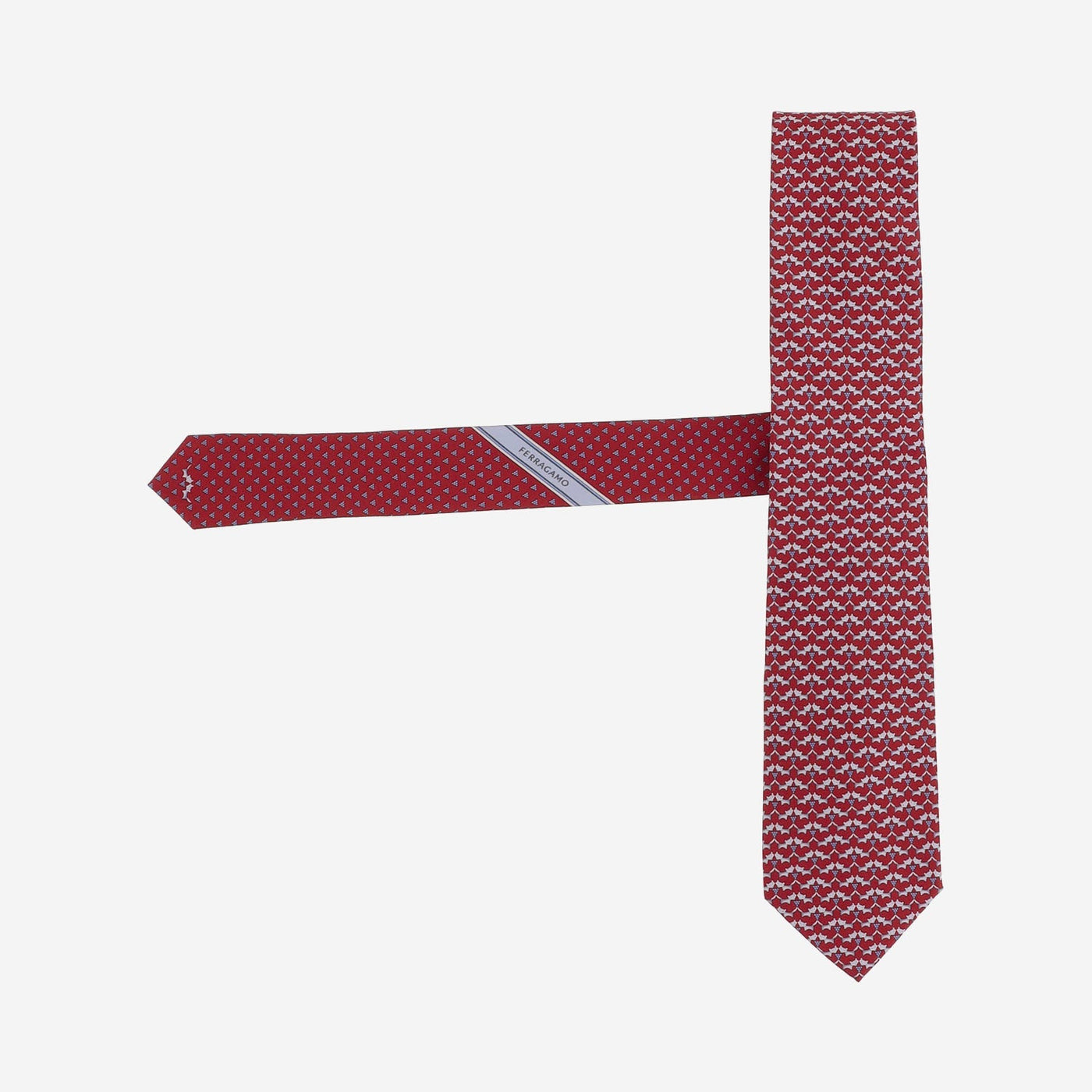 Ferragamo Silk Patterned Necktie — Red Neckties