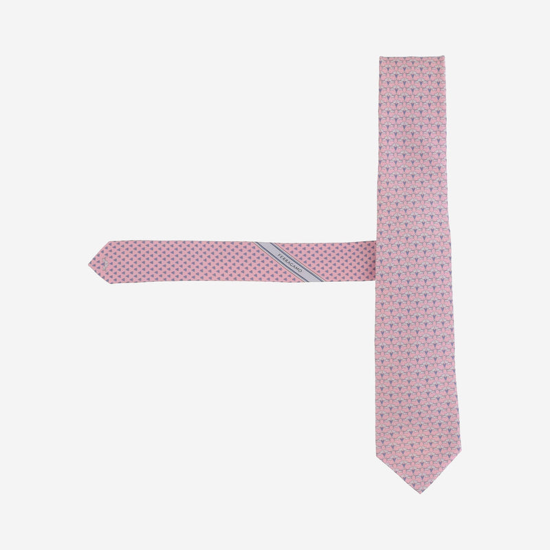 Ferragamo Patterned Silk Necktie — Pink Neckties