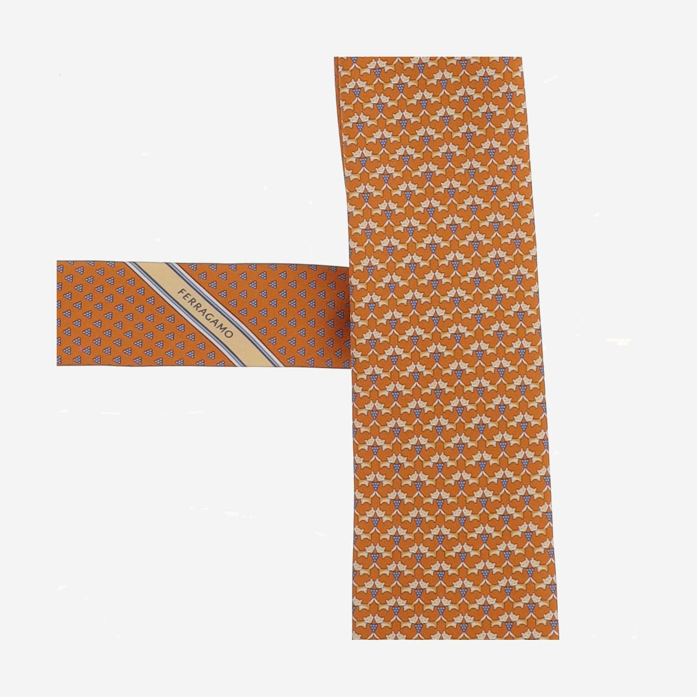 Ferragamo Patterned Silk Necktie — Orange Neckties