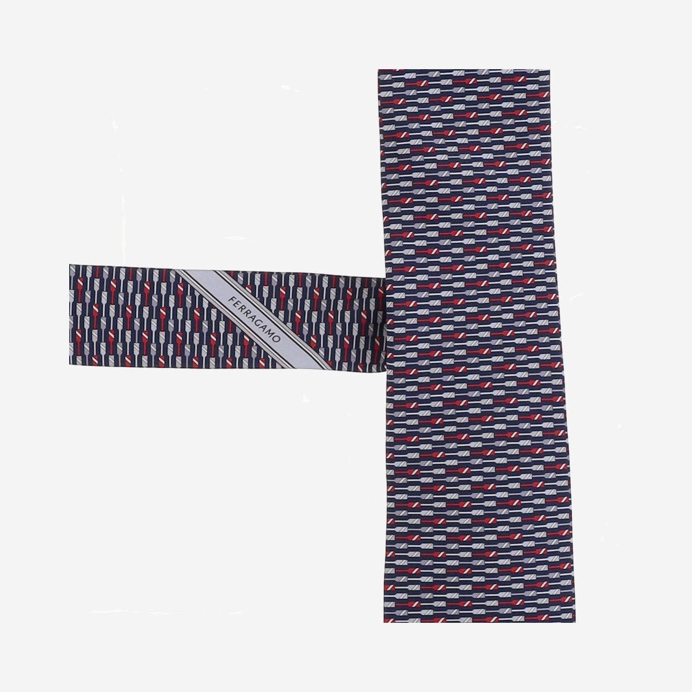 Ferragamo Silk Jacquard Necktie — Navy Neckties