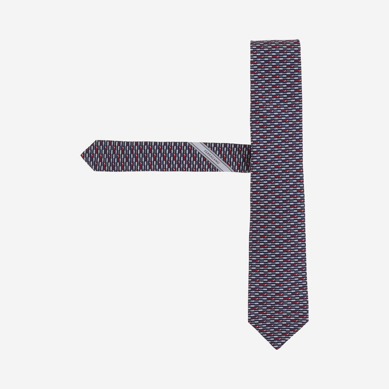Ferragamo Silk Jacquard Necktie — Navy Neckties