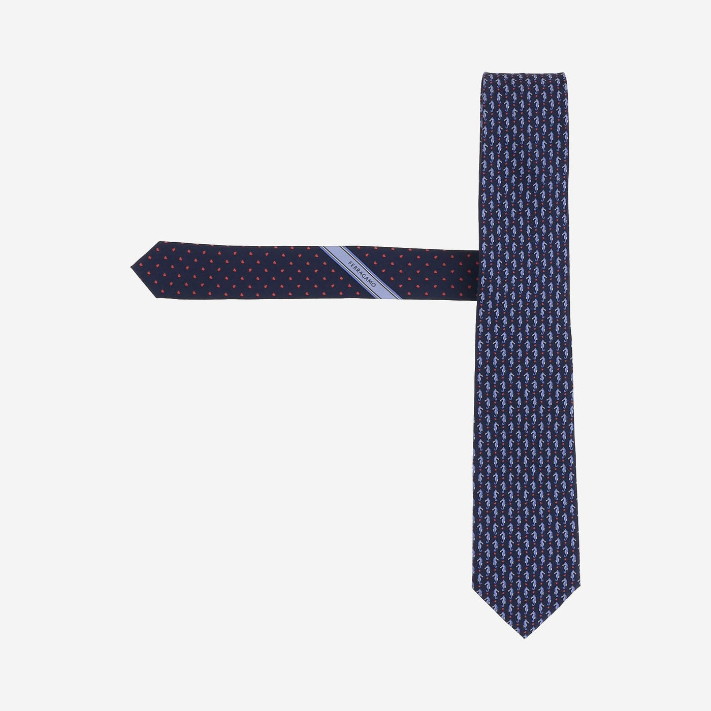 Ferragamo Silk Fantasia Motif Necktie — Navy Neckties