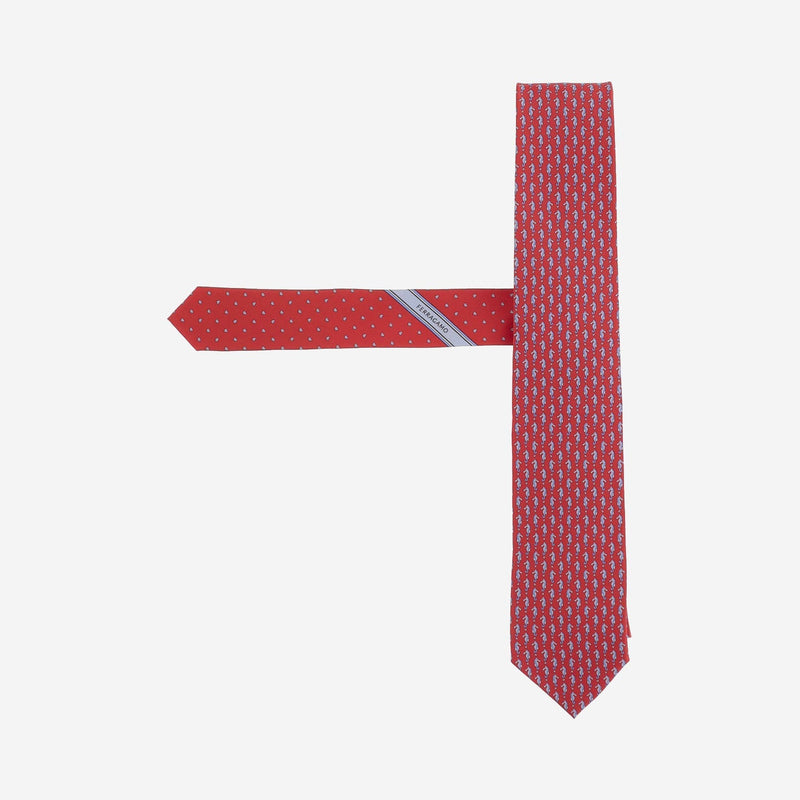 Ferragamo Silk Seahorse-Patterned Necktie — Red Neckties