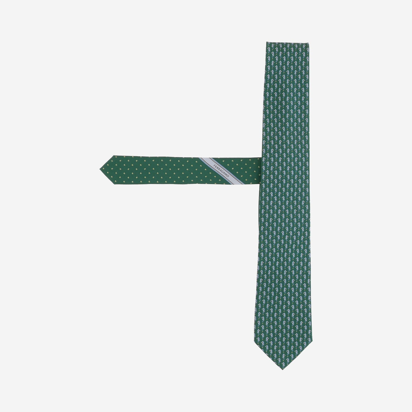 Ferragamo Silk Jacquard Necktie — Green Neckties