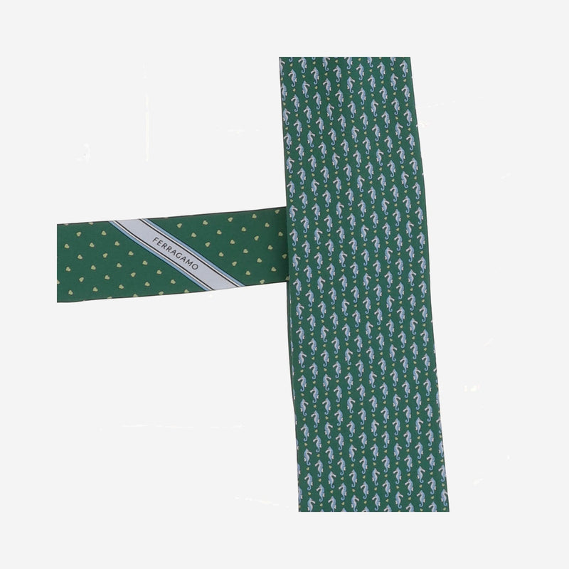 Ferragamo Silk Jacquard Necktie — Green Neckties