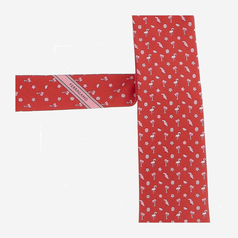 Ferragamo Silk Patterned Necktie — Red Neckties