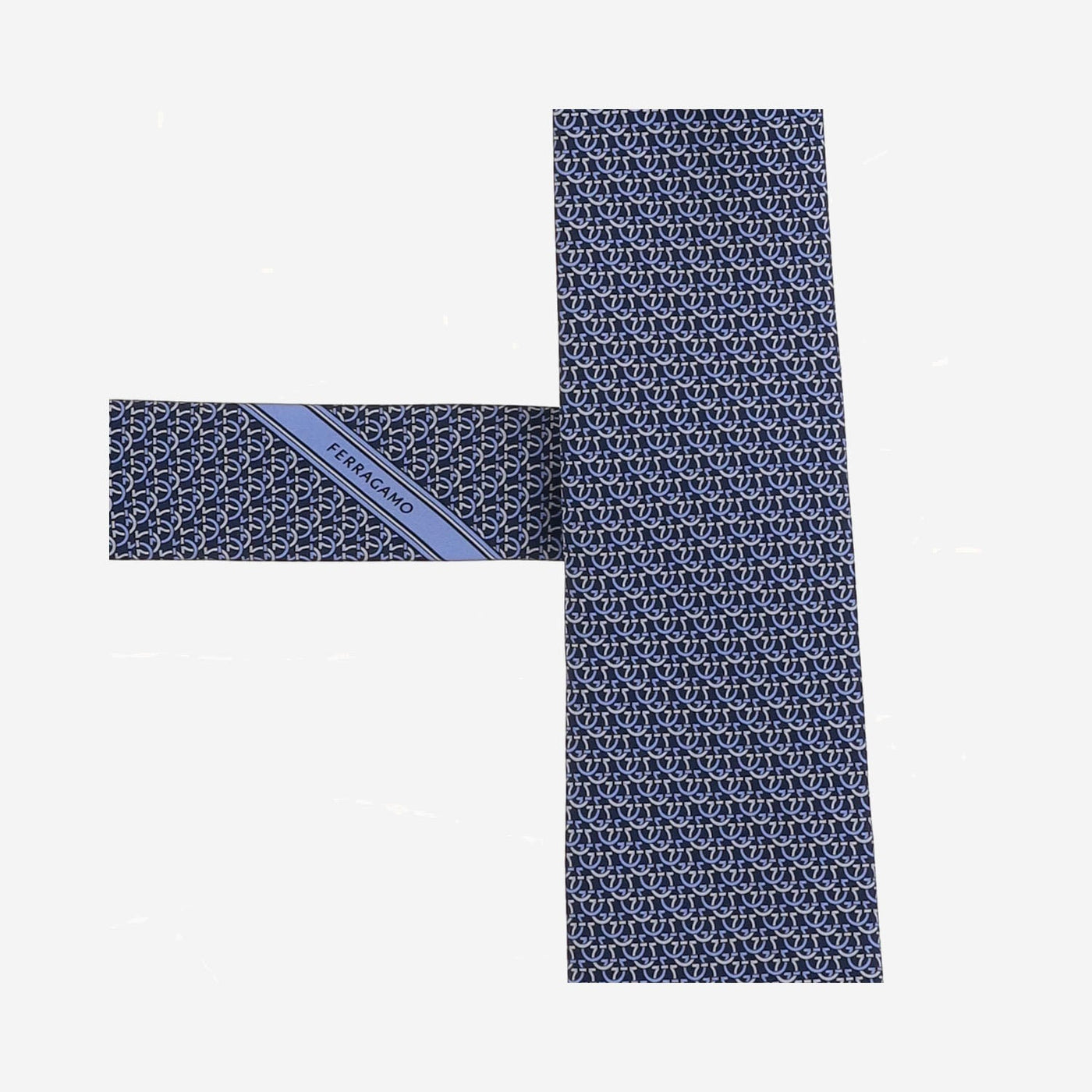 Ferragamo Silk Jacquard Necktie — Navy Neckties