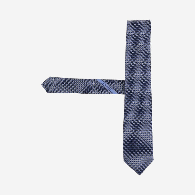 Ferragamo Silk Jacquard Necktie — Navy Neckties