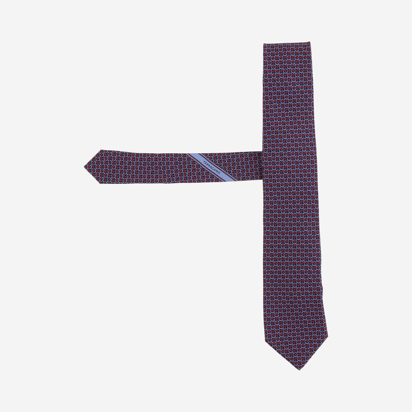 Ferragamo Silk Geometric Necktie — Navy Neckties