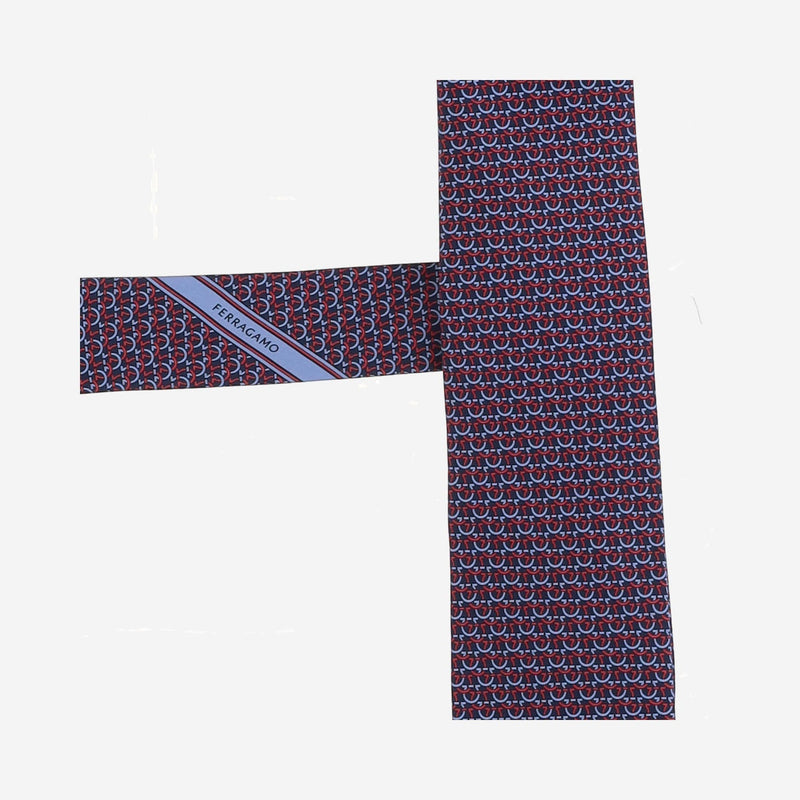 Ferragamo Silk Geometric Necktie — Navy Neckties