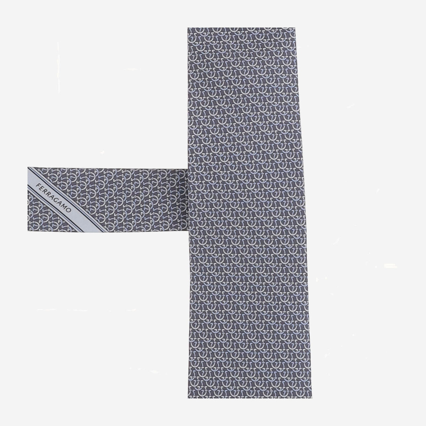 Ferragamo Silk Jacquard Necktie — Gray Neckties