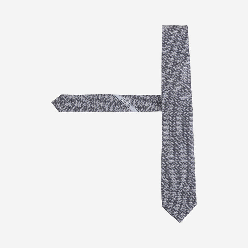 Ferragamo Silk Jacquard Necktie — Gray Neckties