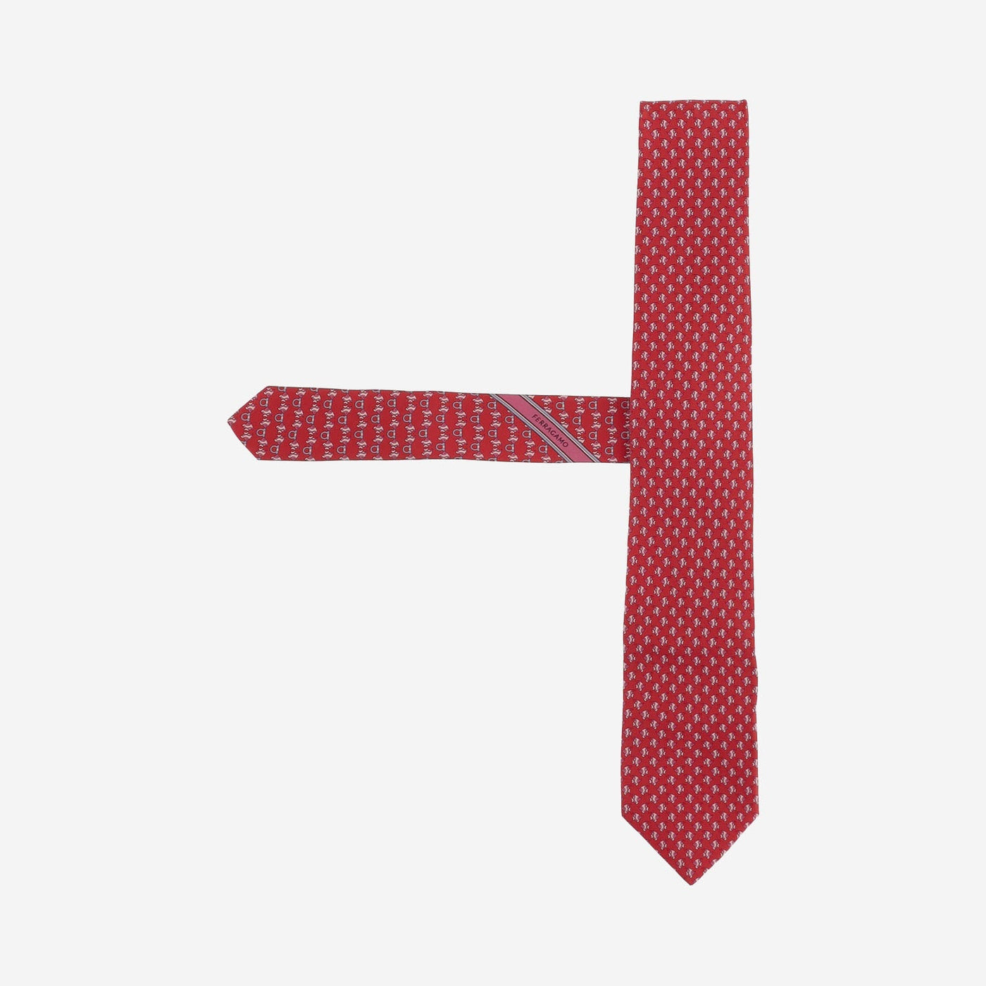 Ferragamo Patterned Silk Necktie — Red Neckties