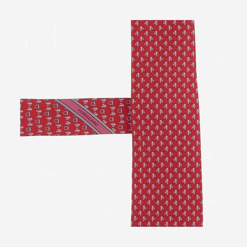 Ferragamo Patterned Silk Necktie — Red Neckties