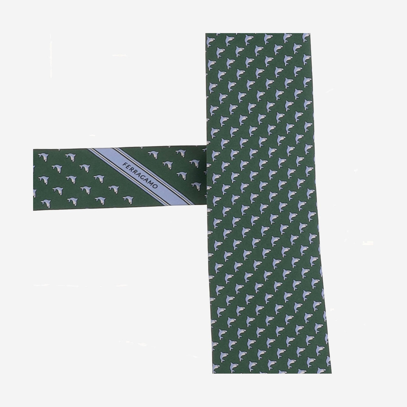 Ferragamo Silk Bird-Motif Necktie — Green Neckties