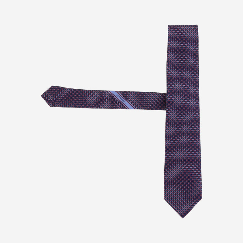 Ferragamo Jacquard Silk Necktie — Navy Neckties