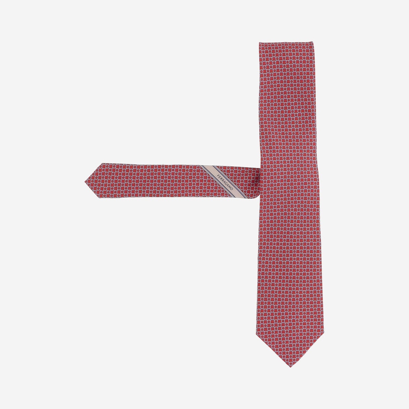Ferragamo Silk Patterned Necktie — Red Neckties