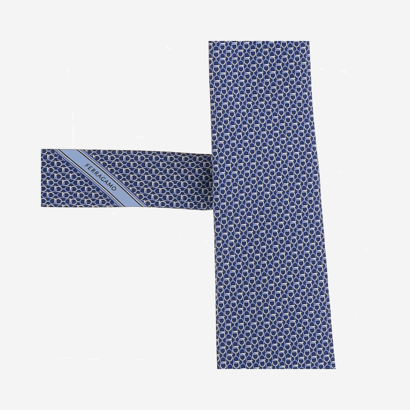 Ferragamo Geometric Jacquard Silk Necktie — Blue Neckties