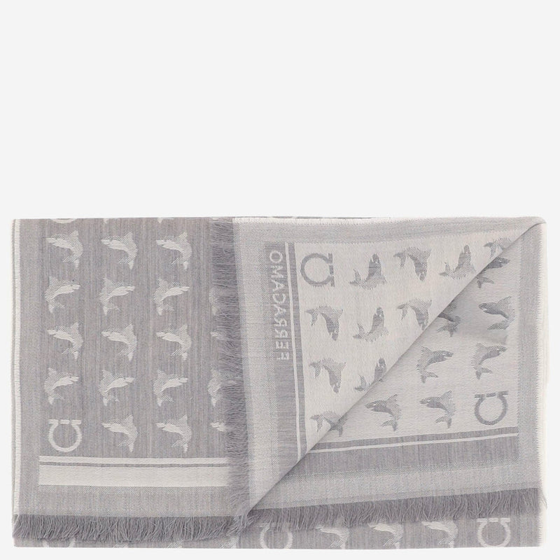 Ferragamo Wool Scarf — Gray Scarfs