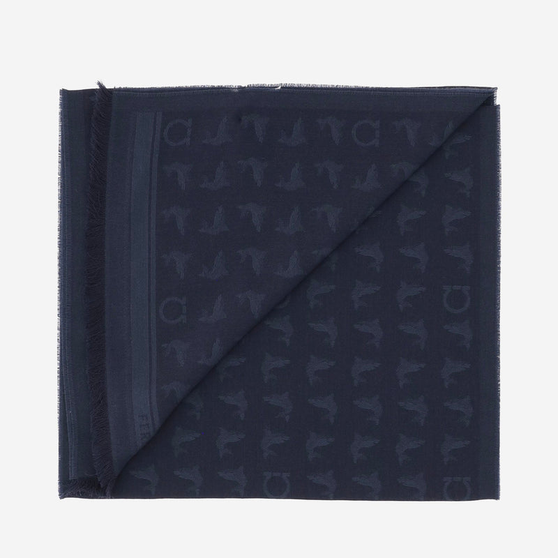 Ferragamo Wool Scarf — Navy Scarfs