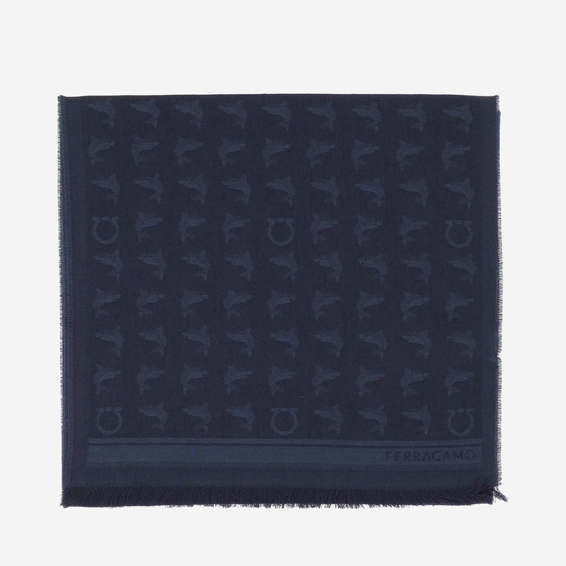 Ferragamo Wool Scarf — Navy Scarfs