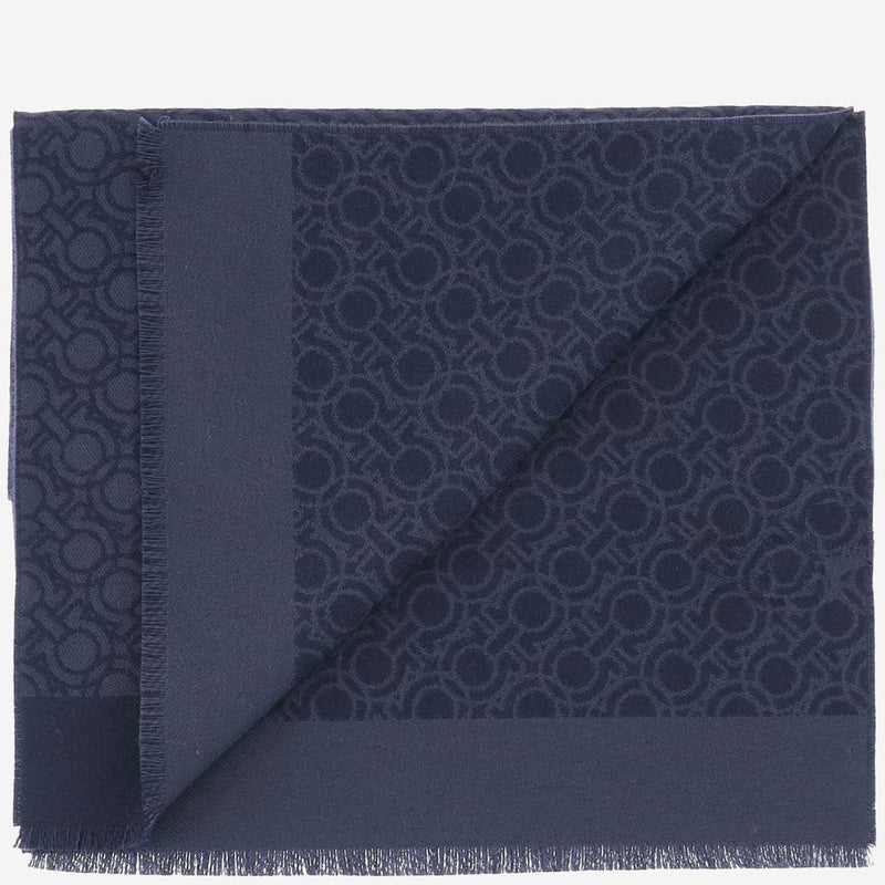 Ferragamo Pure Wool Scarf — Navy Scarfs