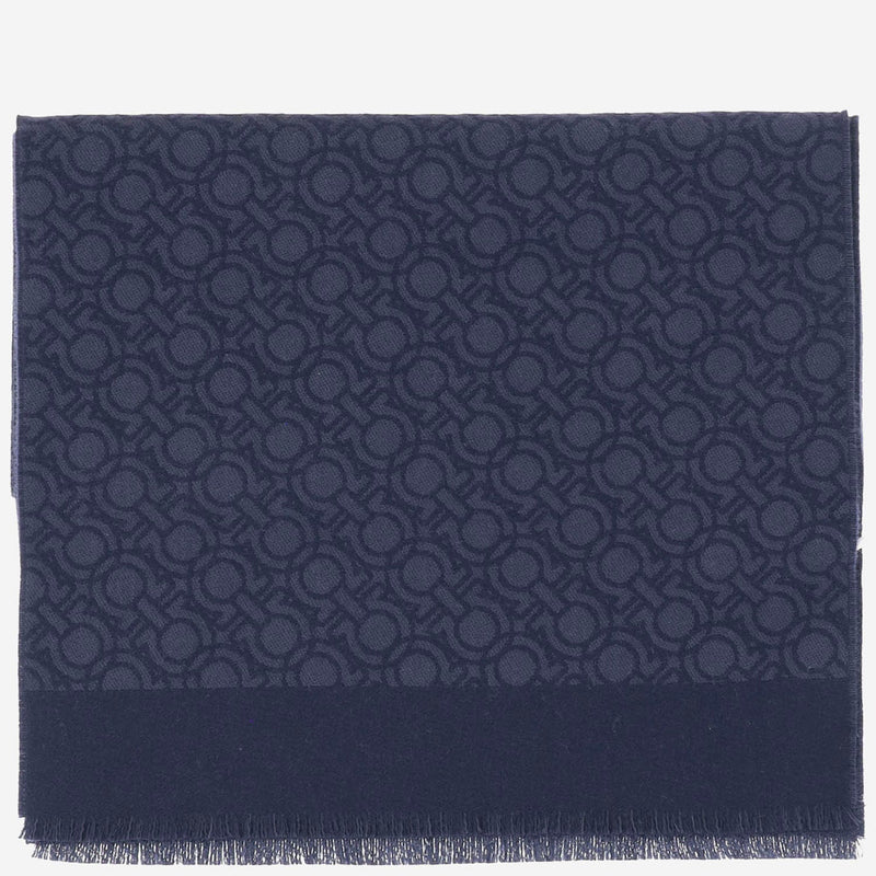 Ferragamo Pure Wool Scarf — Navy Scarfs
