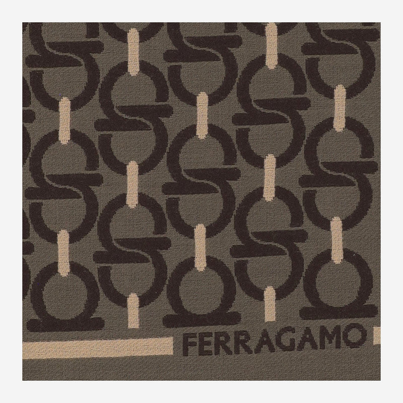 Ferragamo Wool Jacquard Scarf — Olive Scarfs