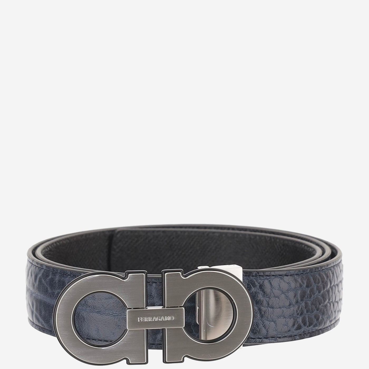 Ferragamo Calf Leather Belt — Navy