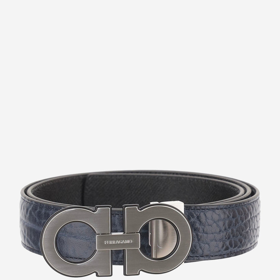 Ferragamo Calf Leather Belt — Navy