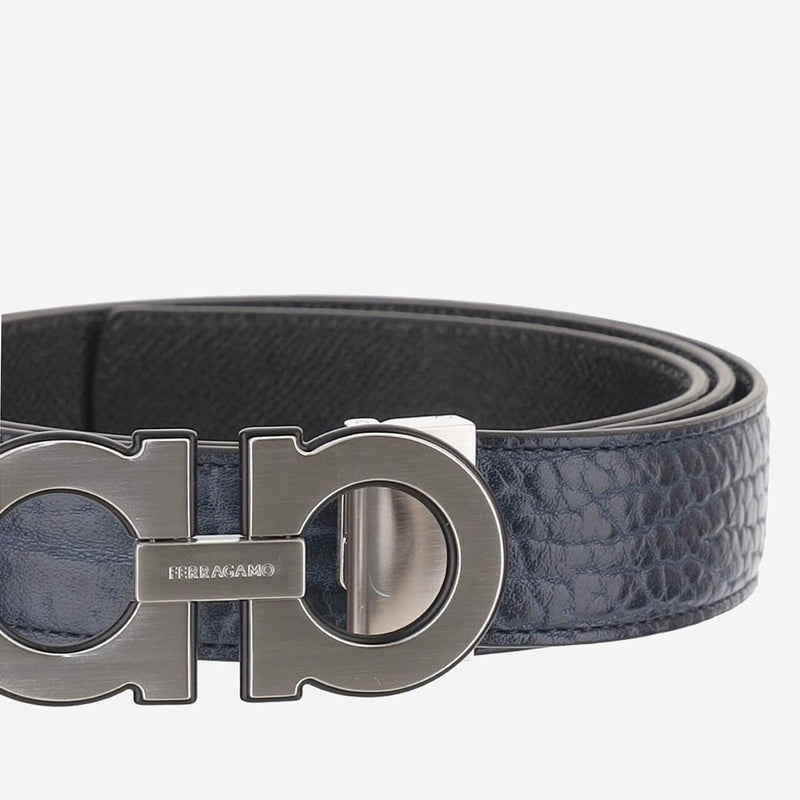 Ferragamo Calf Leather Belt — Navy