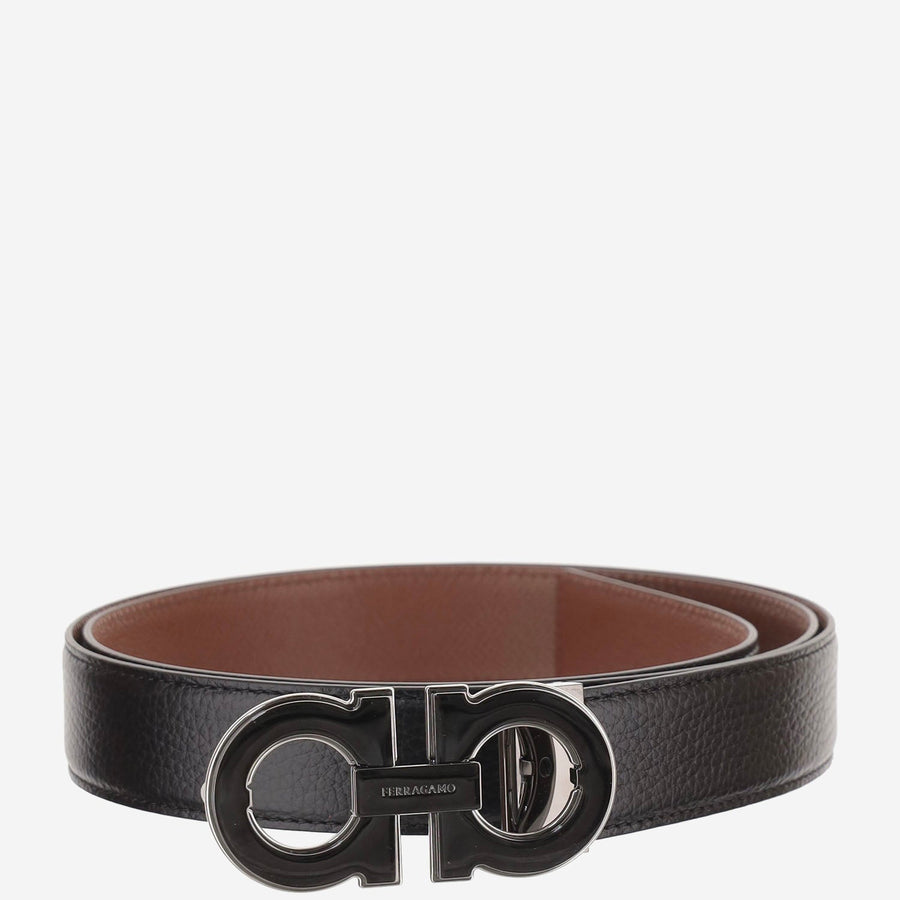 Ferragamo Calf Leather Belt — Black