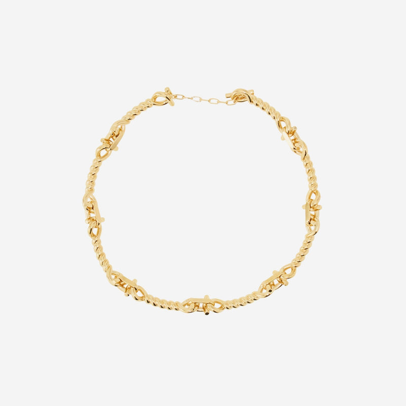 Ferragamo Torchon Hook Gold-Tone Brass Necklace — Gold Necklaces