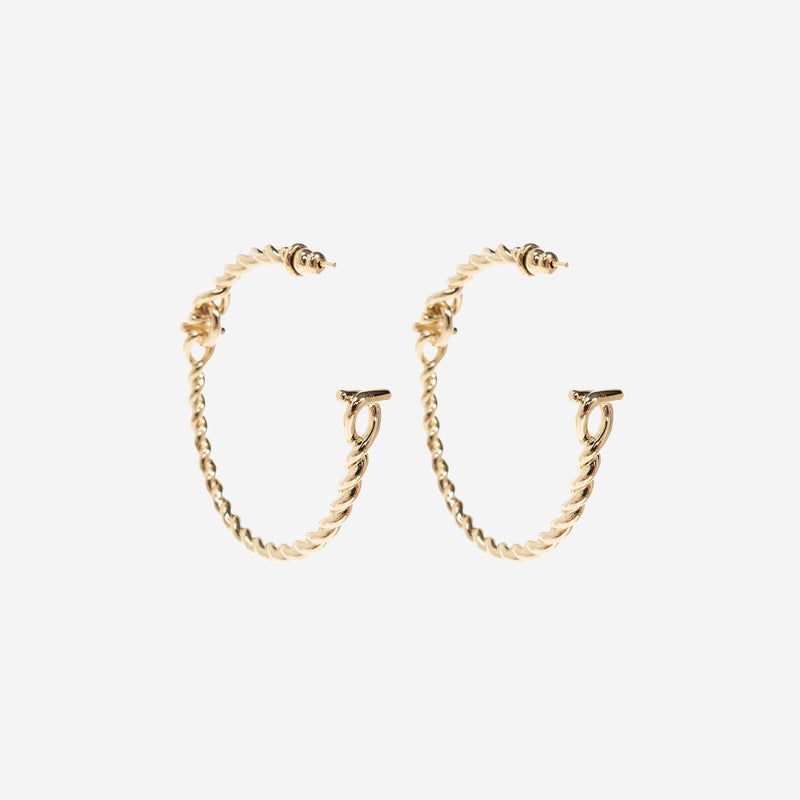 Ferragamo Torchon Weave Hook Earrings — Gold Brass