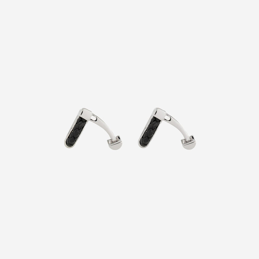 Ferragamo Brass And Braided Leather Hook Cufflinks — Silver Accessory