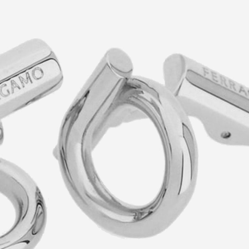 Ferragamo Brass Hook Design Cufflinks — Silver Accessory