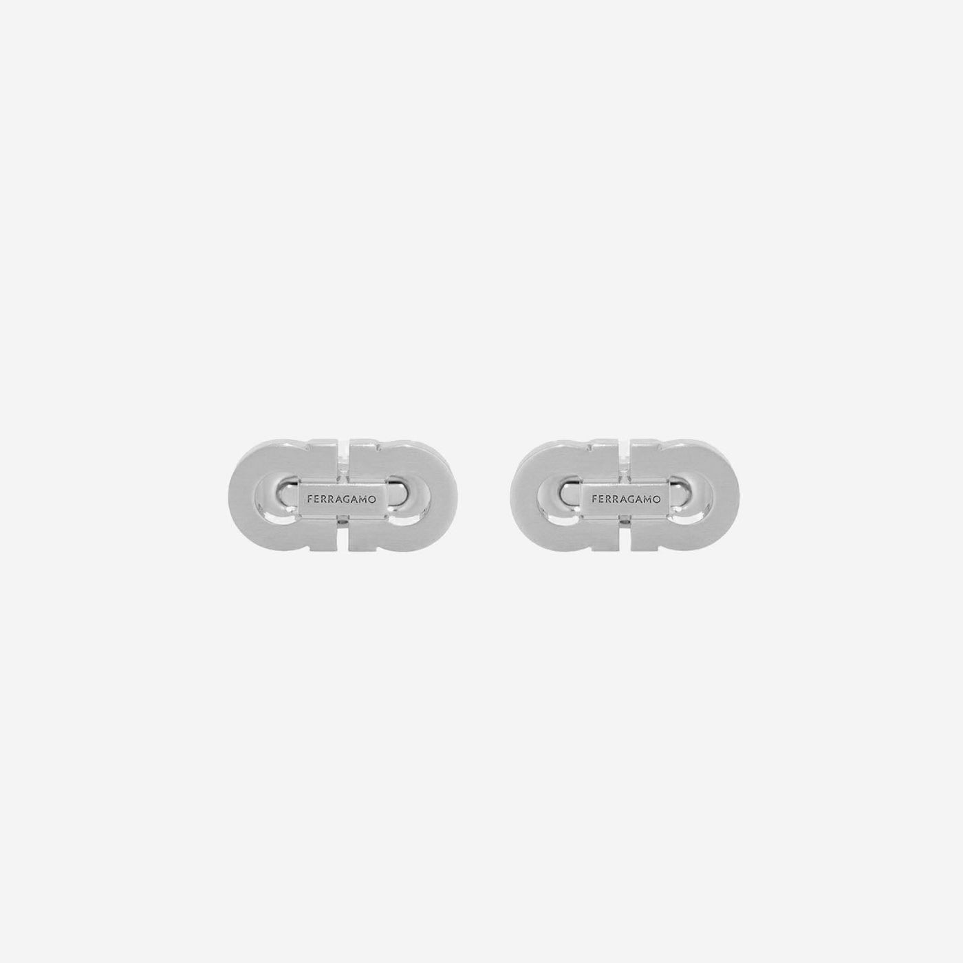 Ferragamo Brass With Engraved Logo Cufflinks — Silver Accessory