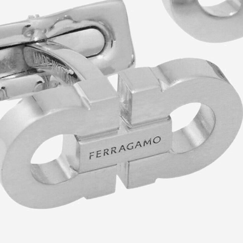 Ferragamo Brass With Engraved Logo Cufflinks — Silver Accessory